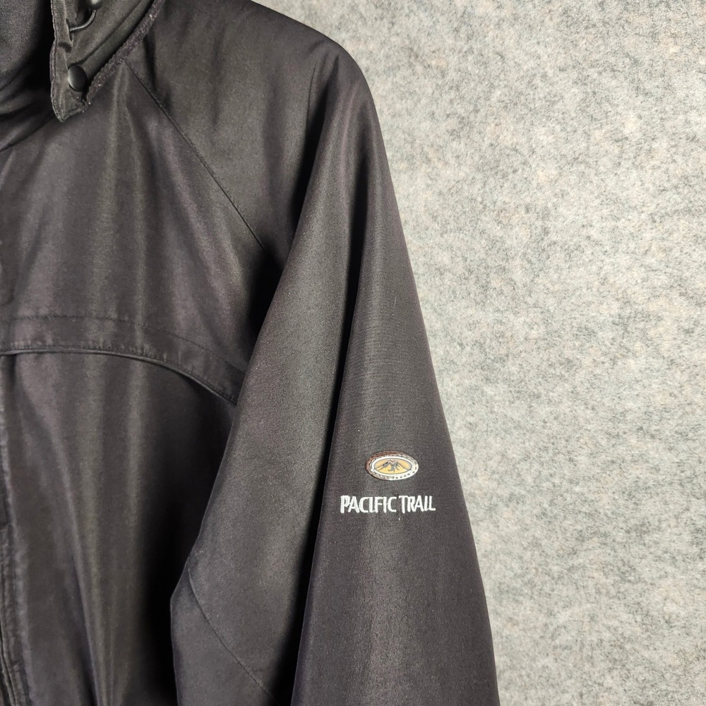 Pacific Trail Men Black Fleece Lined Hooded Parka Jacket XL Full Zip Windbreaker - Picture 11 of 16